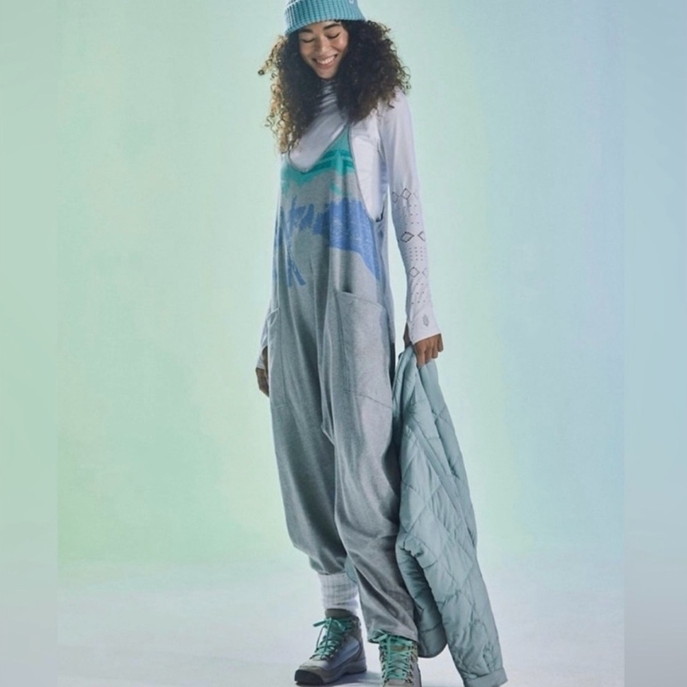 Free People Movement RARE Gray Malibu Print Hotshot Onesie